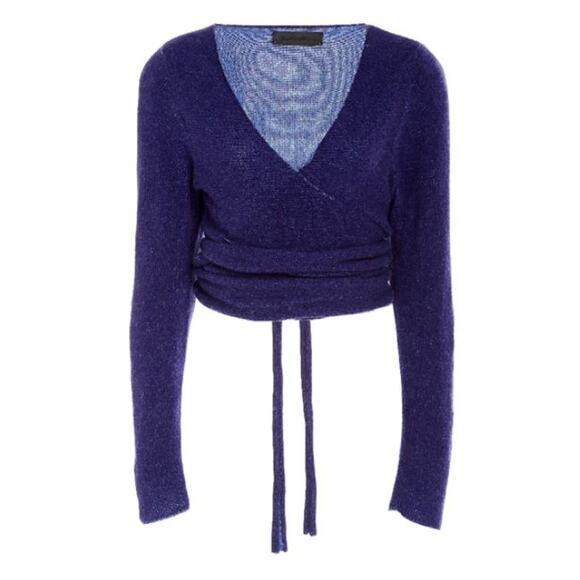 The Elder Statesman Medium Plaited Ballet Wrap Cardigan Oatmeal Women's Size XS - Picture 6 of 6